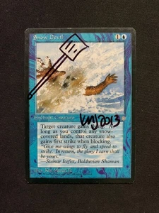 MTG Magic the Gathering Snow Devil Signed & Altered Ice Age Meyer - Imagen 1 de 2