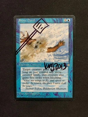 MTG Magic the Gathering Snow Devil Signed & Altered Ice Age Meyer - Imagen 1 de 2