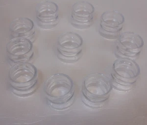 Napkin Holder Rings Set Of 11 Lucite Acrylic Vintage 1980s Clear Round Ribbed 1" - Picture 1 of 6