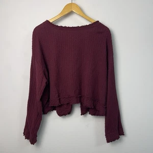 FREE PEOPLE WALKING IN HUECO cravatta schiena manica lunga taglia media TOP LAMPONE - Foto 1 di 6
