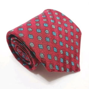 Corbata de seda italiana para hombre Givenchy Monsieur roja con patrón de rayas geométricas - Imagen 1 de 5