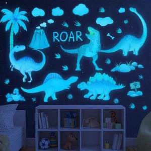 Decals Glow in The Dark Dinosaur Wall Stickers Watercolor Dinosaur Decal Large R - Picture 1 of 7