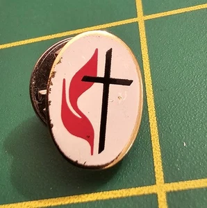 Pin de solapa con logotipo de cruz y llama metodista vintage (B16) - Imagen 1 de 2