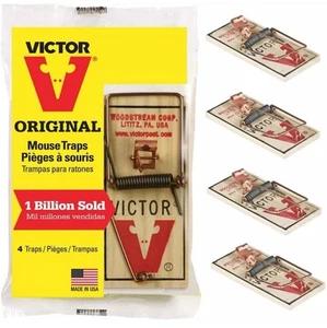 Victor M150 Metal Pedal Wood Snap Mouse Trap - (4-traps) - Picture 1 of 9