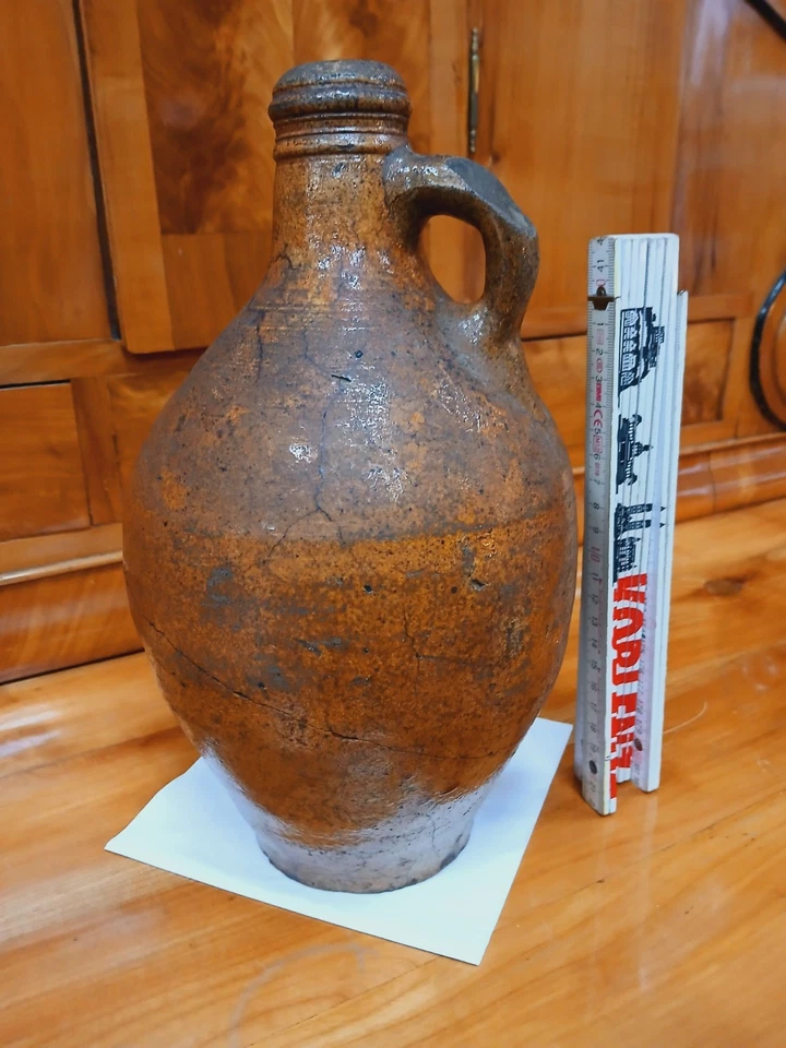 Museal - Antiker Keramik Krug braun - Frechen 17. Jhd - Birnenkrug H 30 cm -L669 - Bild 1 von 4