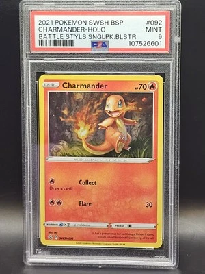 Charmander SWSH092 Sword & Shield Promo Cards Holo PSA 9 2021 Black Star - Image 1 of 2