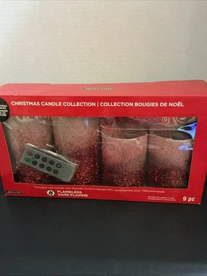 Ashland 9 изделий беспламенный блестящий красный Рождественская свеча пульт дистанционного управления - новый - Изображение 1 из 4