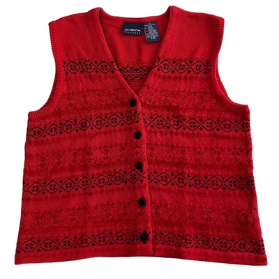 Liz Claiborne Women Vintage 90s Fair Isle Preppy Retro Indie Sweater Vest Size L - Image 1 of 4