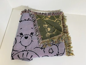 Reversible Care Bears blanket by Typo with fringed edges - Picture 1 of 5