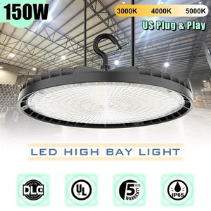 Adjustable 150W LED High Bay Light Warehouse Ceiling UFO Fixture 3000-5000K Plug - Picture 1 of 14