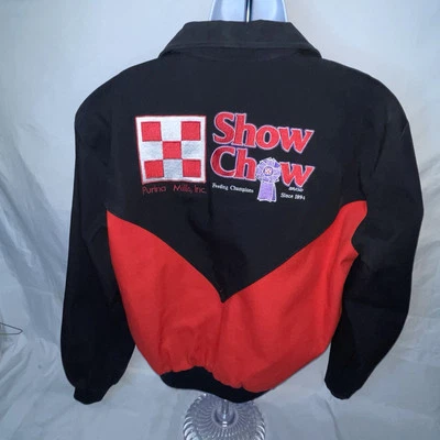 Cadi Collections USA Show Chow Brand Canvas Red Black Jacket Purina Mills Dog - Image 1 of 4