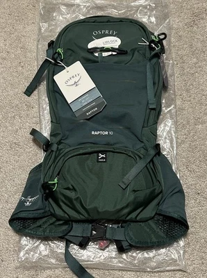 Mochila de ciclismo de montaña Osprey Raptor 10L para hombre con depósito, verde tundra Foto 1 de 4
