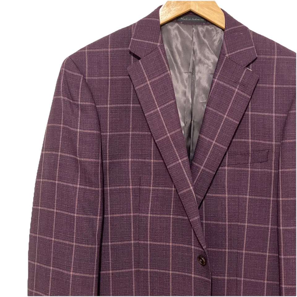 Calvin Klein мужской блейзер размер 42R фиолетовый клетку костюм куртка спортивное пальто - Изображение 1 из 4
