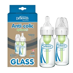 Natural Flow Anti-Colic Glass Baby Bottles, 4oz, Slow Flow, 2-Pack - Picture 1 of 12