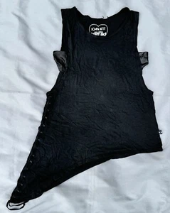 Joan Jett Tripp NYC asymmetrisches Korsett-Tanktop zum Binden schwarz Damen S Gothcore - Bild 1 von 6