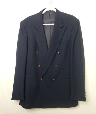  Blazer Traje Chaqueta Henry Grethel Azul Marino Botones Latón Talla 42L Foto 1 de 4
