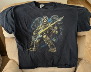 RARE 90's Y2K LIQUID BLUE Shirt Skeleton Ghoul Angel Rocking out!! XL - Picture 1 of 5
