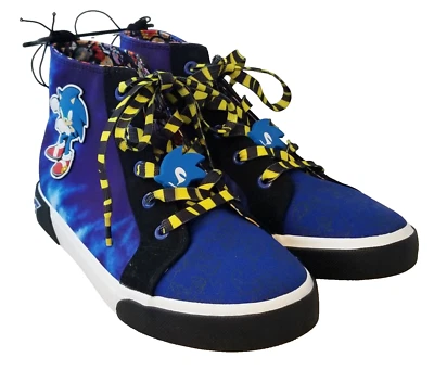 SONIC THE HEDGEHOG Boys Blue High-Top Sneakers Shoes By Ground Up Size 6 NEW - Image 1 of 4