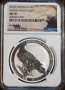 2016 $1 Silver Australia Wedge Tail Eagle MS 70 NGC # 4303222-094 + Bonus - Picture 1 of 2