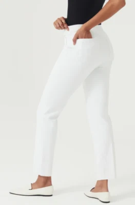 Pantalones rectos ajustados Spanx plateados forros talla mediana ALTOS clásicos blancos 20372T ¡NUEVOS! Foto 1 de 4