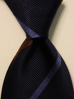 J.Z. RICHARDS Men's Silk/Cotton Necktie USA Designer STRIPED Blue/Brown EUC