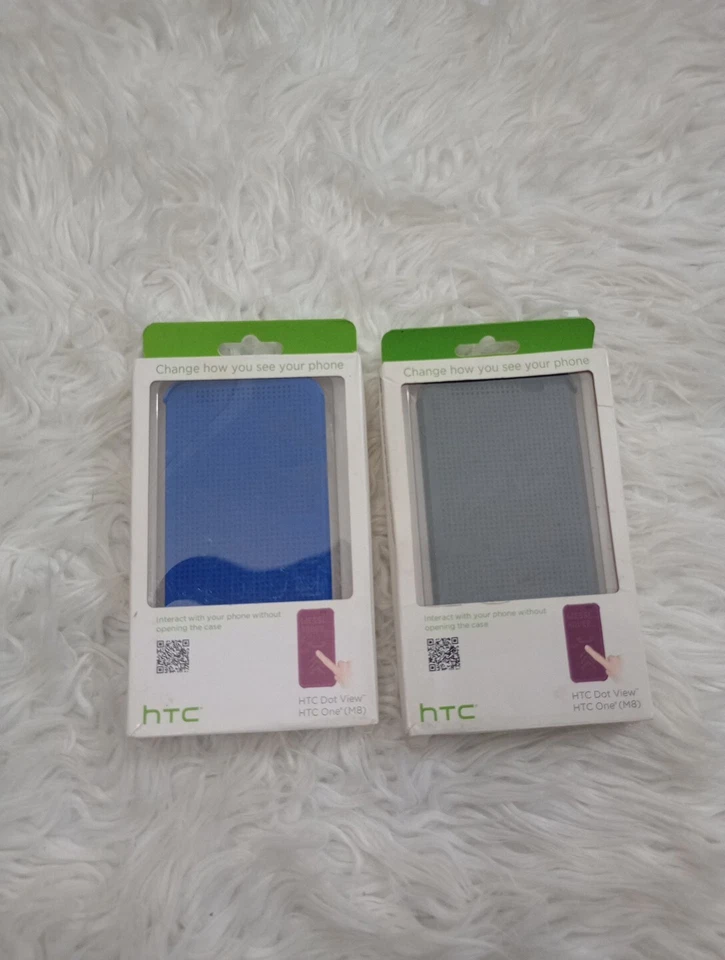 Подлинный HTC один M8 точка вид чехол M100 - теплый серый/синий 2 чехла - Изображение 1 из 4