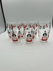 MCM Vasos de Agua Amish Hombre/Mujer/Caballo/y Carruaje Juego De 6 PA Holandés 8ozs - Imagen 1 de 3