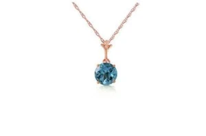 1,15 Karat Blau Topas Anhänger Halskette mit 14K Massiv Roségold 18 Zoll Seilkette - Bild 1 von 5