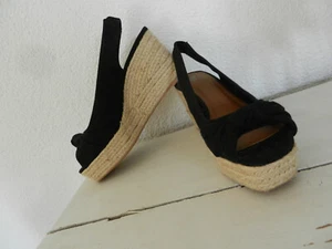 trendy Wedges Schwarz Sandalette 38 trendy Keilsandalette Canvas Plateau H&M - Bild 1 von 8