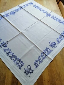 Blaudruck Mitteldecke Blumenkörbchen Baumwolle  80 x 80 cm - Bild 1 von 3