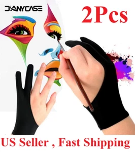 Two Finger Anti-fouling Glove Drawing & Pen Graphic Tablet Pad For Artist Black - Afbeelding 1 van 15