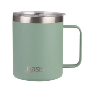 OASIS Stainless Steel Double Wall Insulated "Explorer" Mug 400 ml Sage Green! - Foto 1 di 3