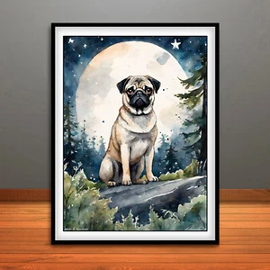 Pug Print, Poster, Dog Wall Art, Animal Decor - Picture 1 of 1