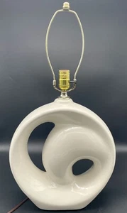1960’s De Ja Vu MCM Ceramic Ivory Swirl Lamp Vintage Modernist EUC - Picture 1 of 12