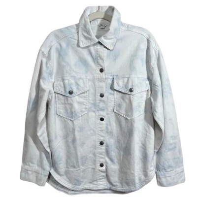 Chaqueta de mezclilla Aerie Tie Dye para mujer M azul blanco con botones chaqueta bolsillos Foto 1 de 4