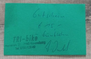 Gutschein TRI-bike Ravensburg 15,00 € Fünfzehn Euro Triathlon Herrenstraße - Bild 1 von 1