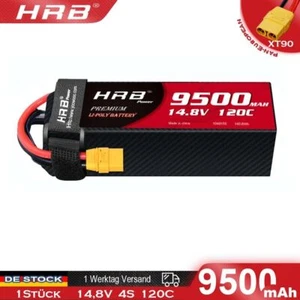 HRB 14,8V 4S 9500mAh 120C Lipo Akku XT90 für RC Hubschrauber Flugzeug Auto Lkw - Bild 1 von 6