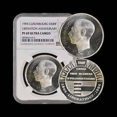 LUXEMBOURG. 1994, 500 Francs, Silver - NGC PF69 - Top Pop 🥇 Jean, Liberation - Image 1 of 4