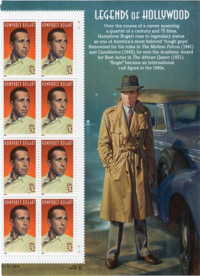 Scott #3152 Humphrey Bogart Title Block of 8 Stamps - MNH - Image 1 of 1