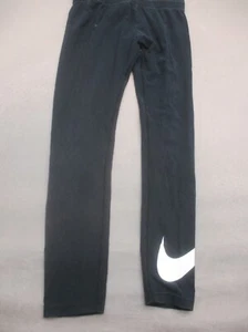 NIKE Size L Girls Black Cotton Stretch Waist Compression Training Leggings 754 - Picture 1 of 7