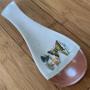 Vintage Butterfly Spoon Rest - Speckled Glaze Hanging Farmhouse Cottage - Picture 1 of 5