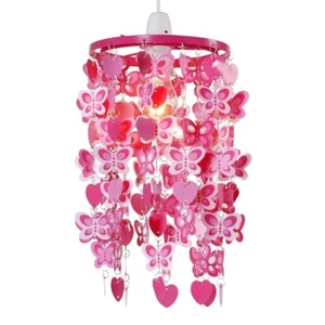 Pink Ceiling Light Shade Children's Butterfly Heart Easy Fit Lampshade Pendant - Picture 1 of 8