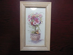 Pansies Topiary Watercolor Print by Marilyn Simandle 11 5/8" x 7 3/4" in Frame - Picture 1 of 5