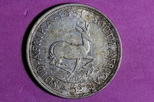 1951 South Africa 5 Shillings Silver Coin #M21572 - Picture 1 of 2