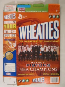 MT WHEATIES Cereal Box 2004 18oz DETROIT PISTONS NBA Champions 2003-04 [G7E3a] - Picture 1 of 2