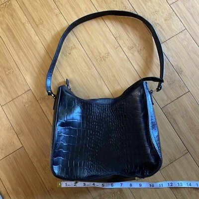 Valerie Stevens elegante bolso de mano de cuero negro Foto 1 de 4