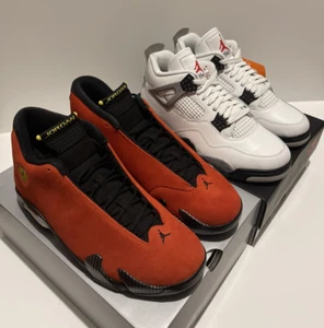 Jordan 14 Retro Ferrari 2025 & Jordan 4 Retro White Cement 2025- Men Size 11 - Picture 1 of 24