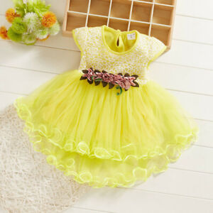 Newborn Baby Kids Girls Flower Tulle Dress Ruched Party Princess Dress Clothes