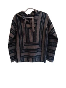 Retro Fit Mexican Hoodie Sweatshirt Size Small Drug Rug Hooded Hippie Baja Style - Picture 1 of 12