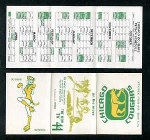 (2) Chicago Cougars 1973-74 Home and Road Complete WHA Hockey Pocket Schedules - Picture 1 of 3